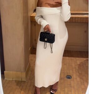 H&M White Ribbed Knit Dress